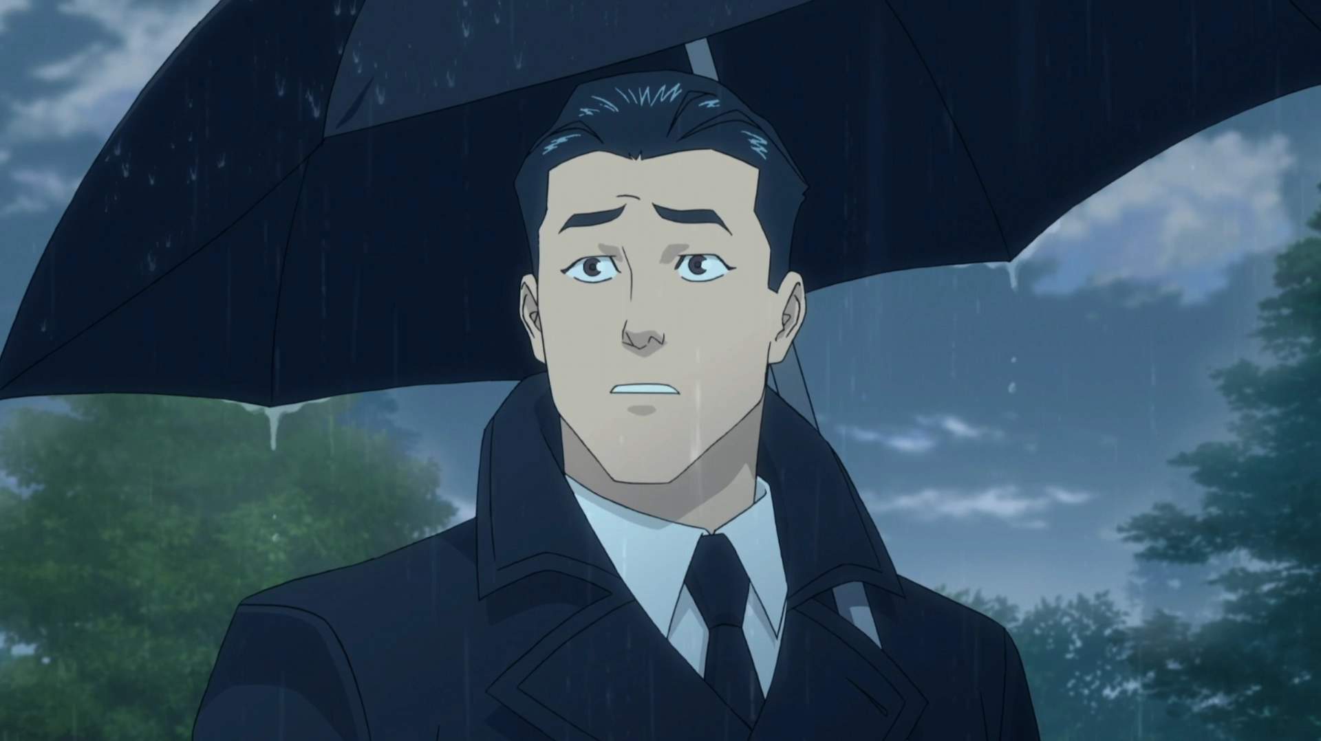 Image of Mark Grayson alone in the rain
