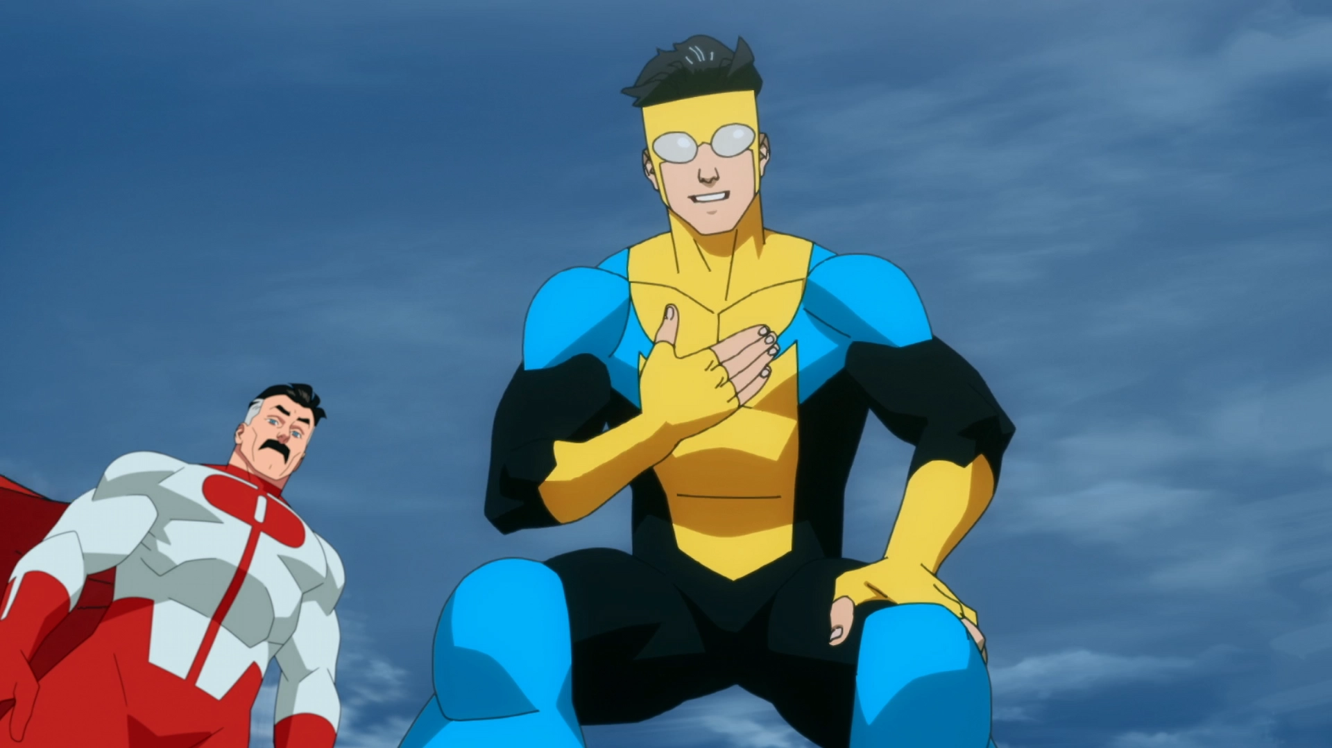 Image of Invincible and Omniman in a mountain
